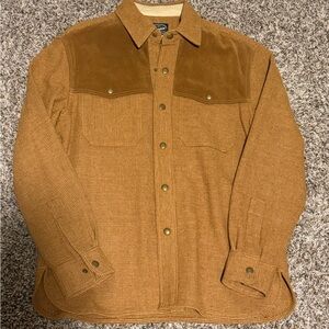 J. Crew Mens Italian Suede and Wool Overshirt, Snap Button Up Shirt